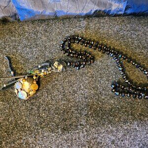 Caroline Rocha Hand Crafted Black Beaded Necklace